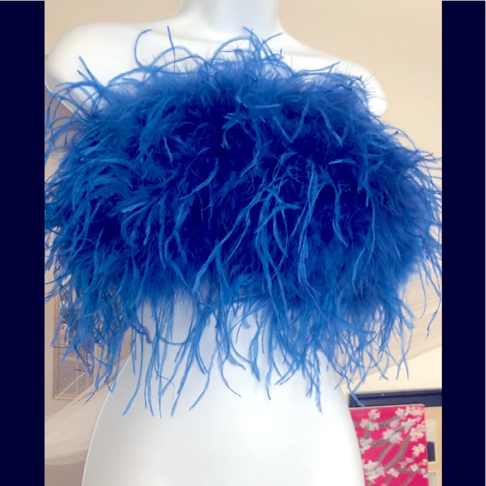 🎉FLASH SALE New Custom Ostrich Feather Crop Top - Picture 5 of 9